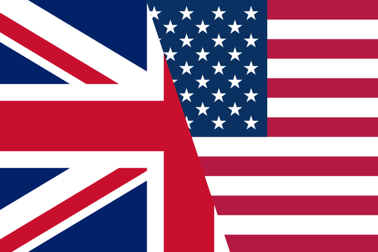 British and American flag next to each other